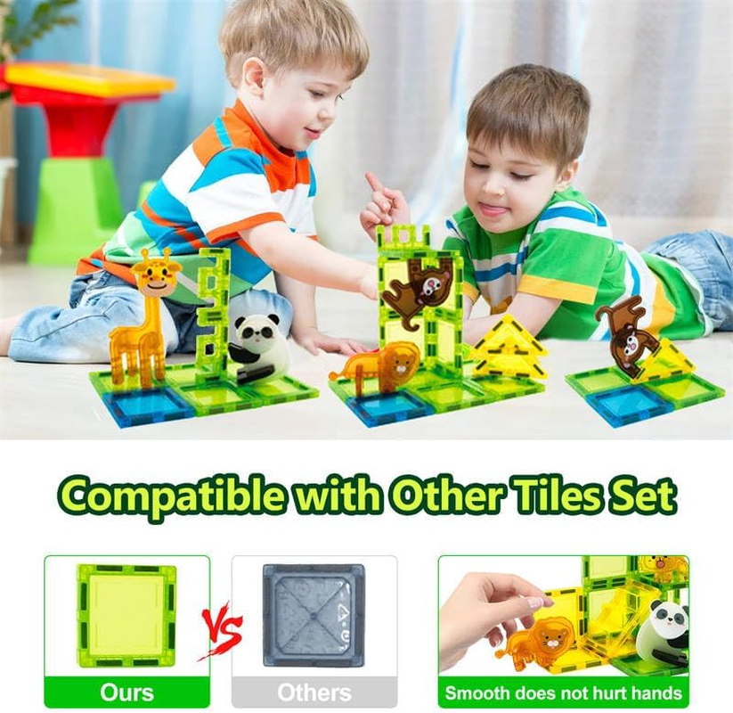 Magnetic Tiles Forest Animals Magnetic Building Blocks Set for Kids Educational STEM Toys Construction Set for Girl Boy Birthday Gifts Toddler Ages 3 4 5 6 7 8 image number 6