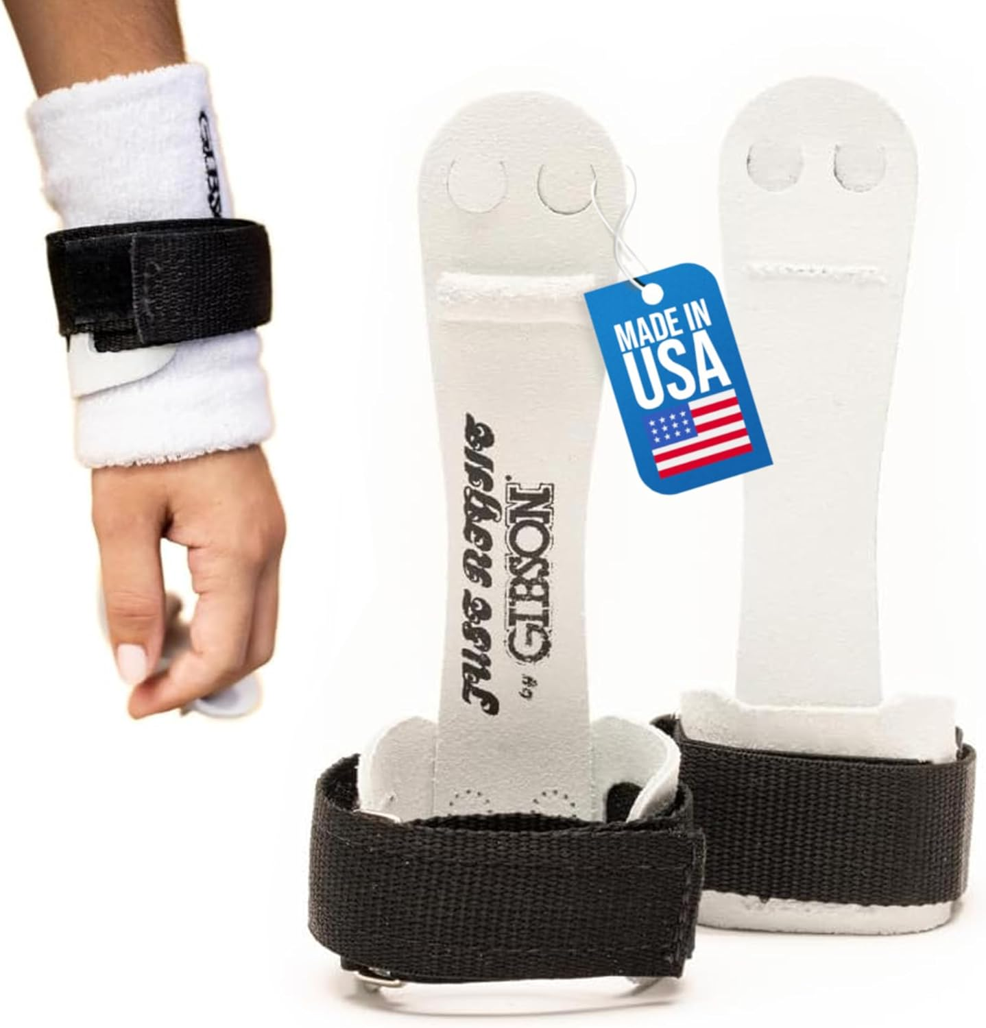 Gibson Just Right Uneven Bar Gymnastic Grips for Women, Durable Leather Grip with Velcro Closure for Secure Grip, Hand Grips for Early Competitor Gymnasts, Gymnastics Grips for Girls - Made in USA