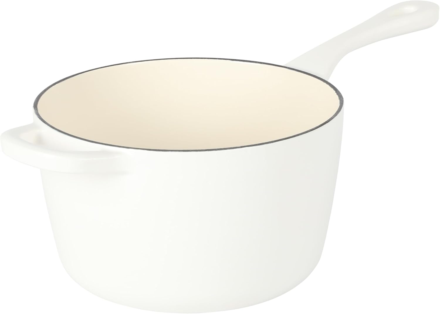 Crock-Pot 3 Qt Enamel Cast Iron Sauce Pan W/Lid - Matte Linen White image number 4