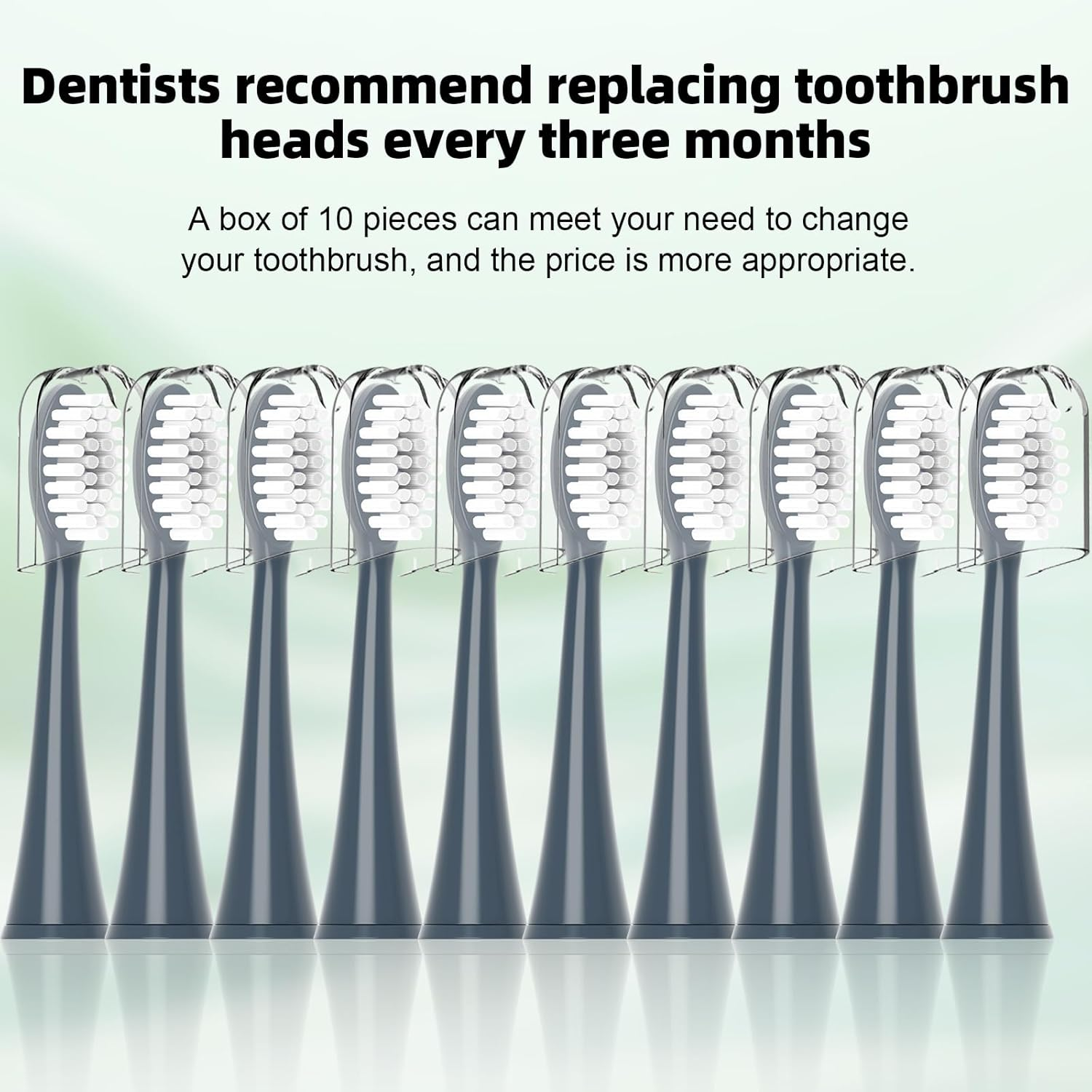 Replacement Toothbrush Heads Compatible with Ordo Electric Toothbrush,For Ordo Sonic Electric Toothbrush,With Dust Cover,10 Pack (Charcoal Grey, M) image number 1