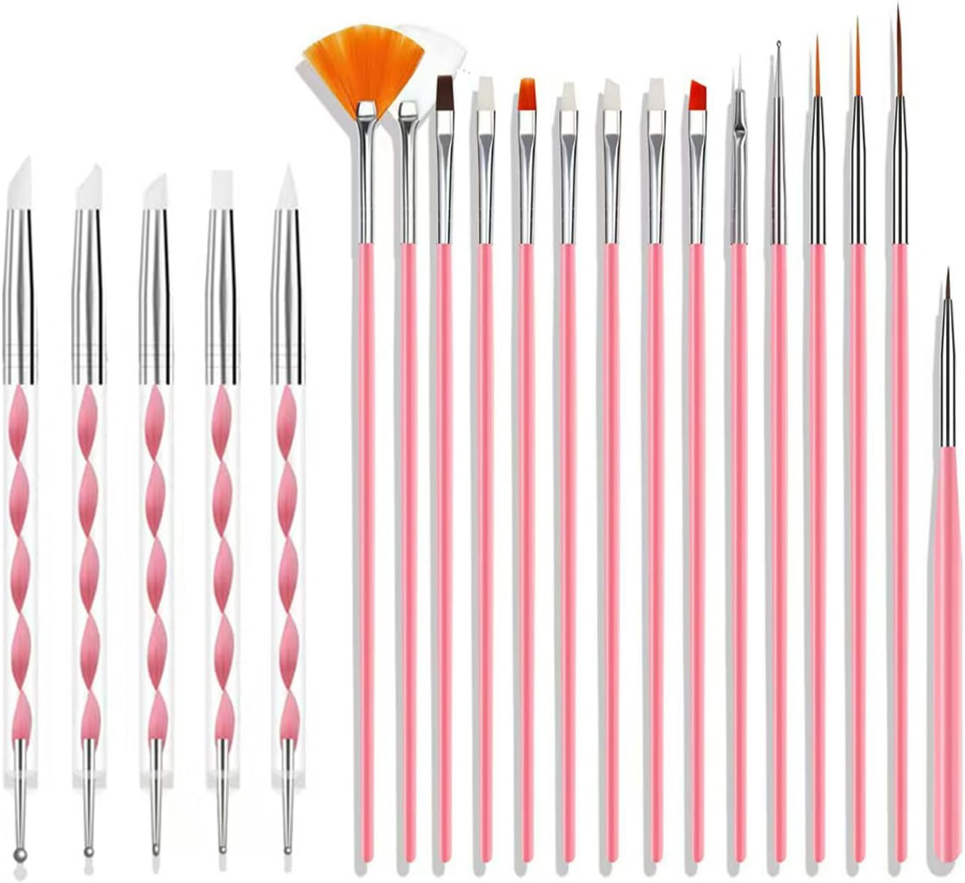 ZEOHBETY Nail Art Brushes Set, 20Pcs Nail Art Design Tools, Acrylic Silicone Carving Pen, Dotting Pen, Nail Fine Liner Brushes, Extension Gel Brush, Polish Brush, Builder Brush, Black and Blue