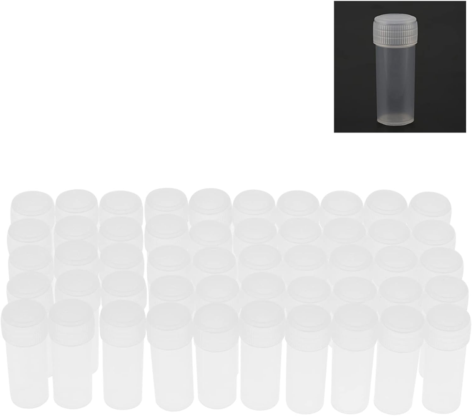 5Ml Volume Plastic Sample Bottles, Vial Storage Tube Bottles Translucent Bottle Vials Test Tubes with Screw Caps for Shampoo Lotions Emollient Water Shower Gel Emulsion Toiletry Labs image number 3