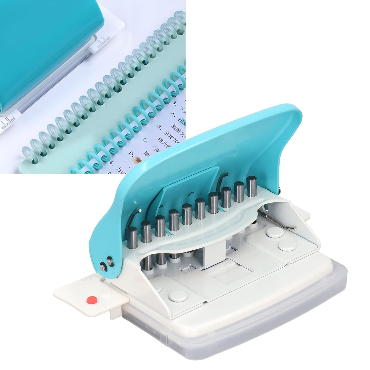 Paper Binding Machine, Handheld Spiral Binder, A4-A7 Compatible, Light Blue image number 4