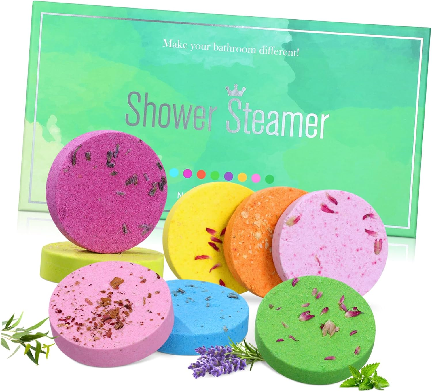 OHPHCALL Aromatherapy Shower Tablets Set of 8 30G Essential Oil Bath Tablets for Mood Relief Natural Scented Shower Steamers for Women Relaxation Spa and Home Use image number 1