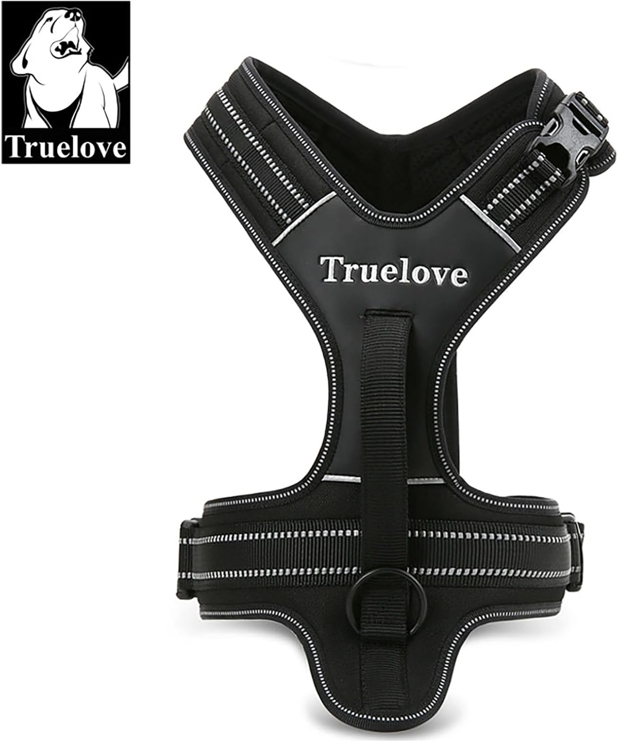 TRUE LOVE Reflective Dog Harness Handle Soft Padded No-Pull Pet Vest, Durable Oxford Outer Layer Large Breeds Truelove TLH5551(L, Black) image number 6