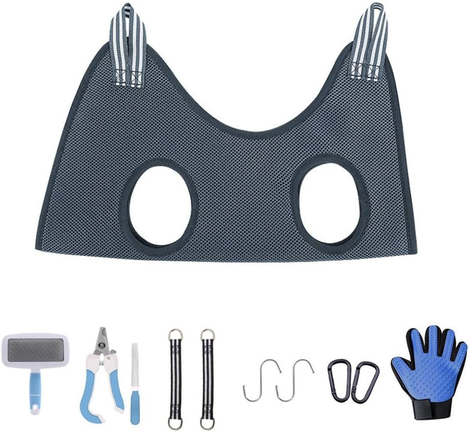 MTSDM Dog Grooming Hammock, 11Pcs Breathable Pet Hanging Harness Set, Dog Trimming Sling Holder Helper with Nail Clipper, Nail File, Glove, Hair Comb for Cat/Dog Nail, Trimming Cleaning Shaving Hair image number 5