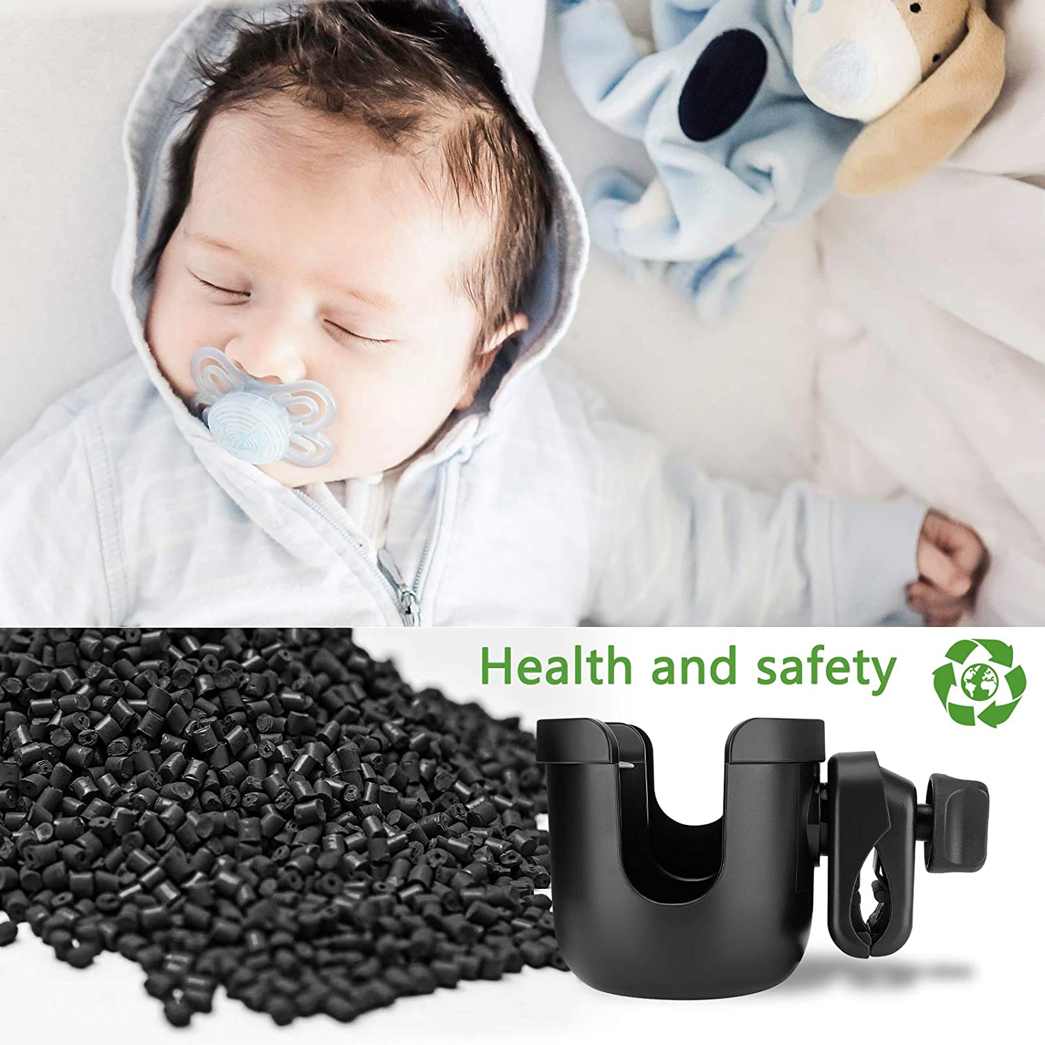 Universal Stroller Cup Holder, 2 in 1 Drink Holder with Phone Holder for Uppababy, Nuna,Buggy Pushchair, Wheelchair, Walker, Bike, Scooter(Black) image number 6