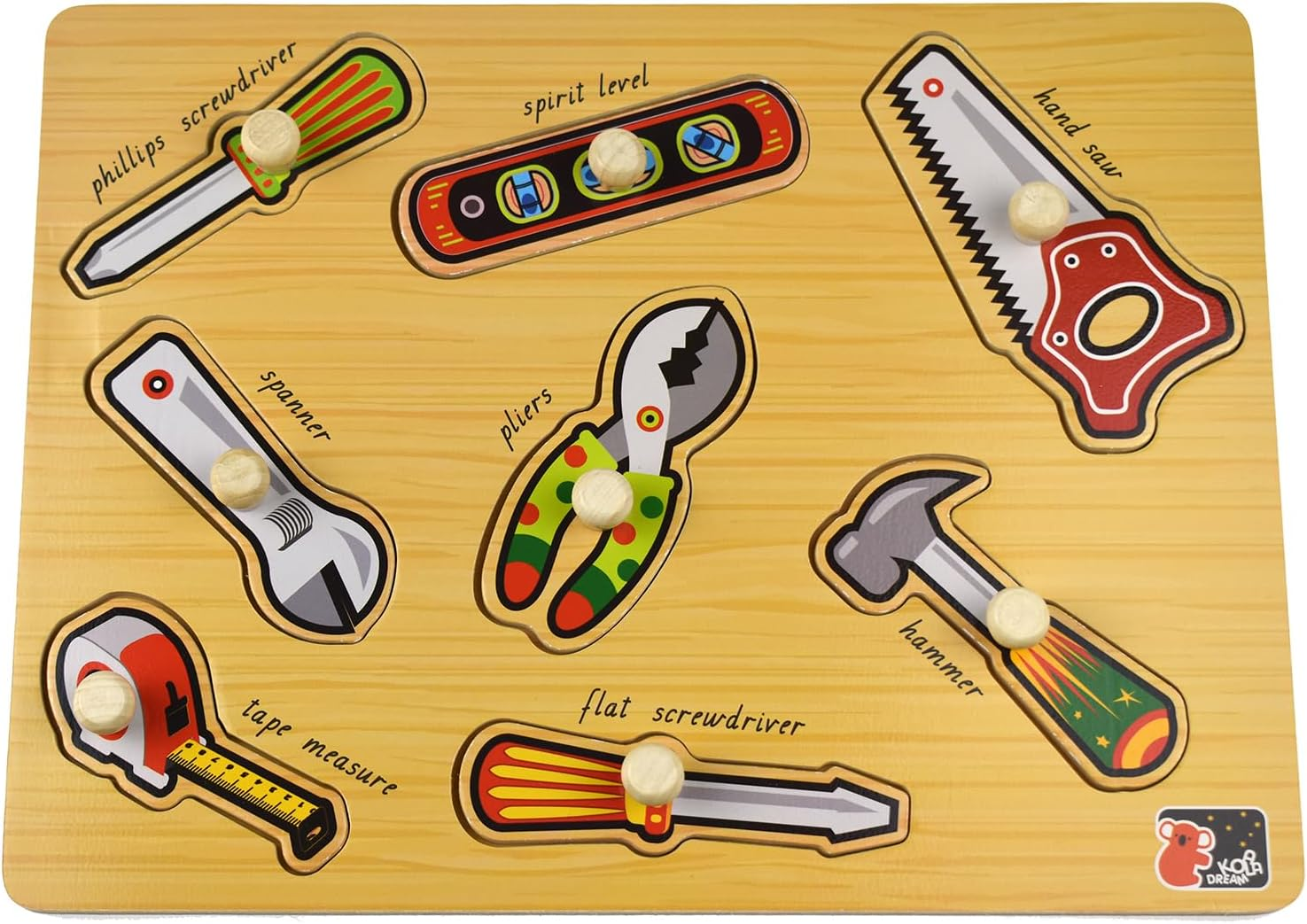 Koala Dream KD Tools Peg Puzzle - Construction Tools Theme Toddler Puzzle image number 1