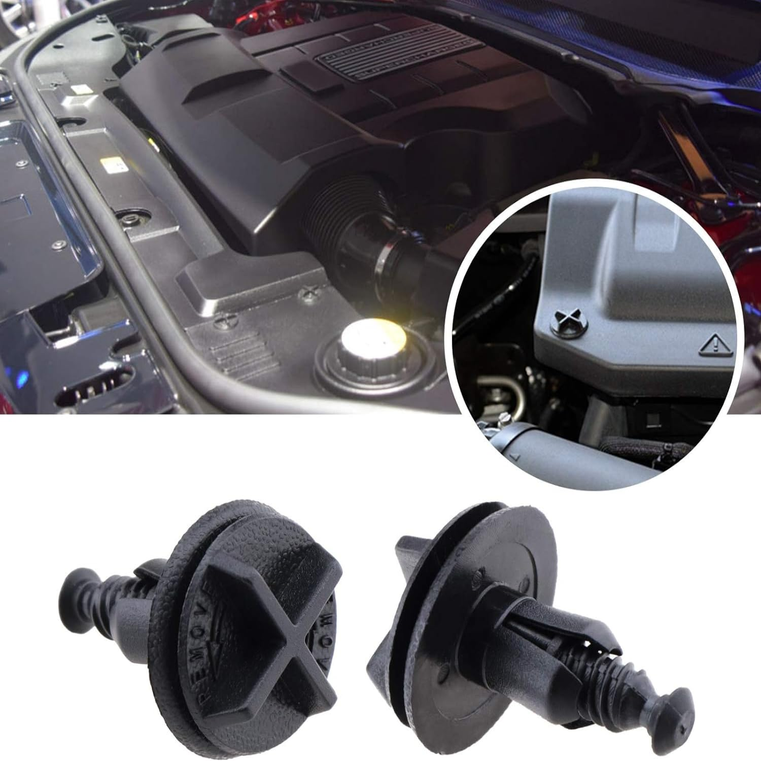 MEZOKUCEL 20Pcs Battery Covers Cowl Panel Retainer Clips LR024316 Fit 9Mm Hole Black Nylon Compatible with Car Interior Parts Defender 90 110, Fits Evoque 2012-On