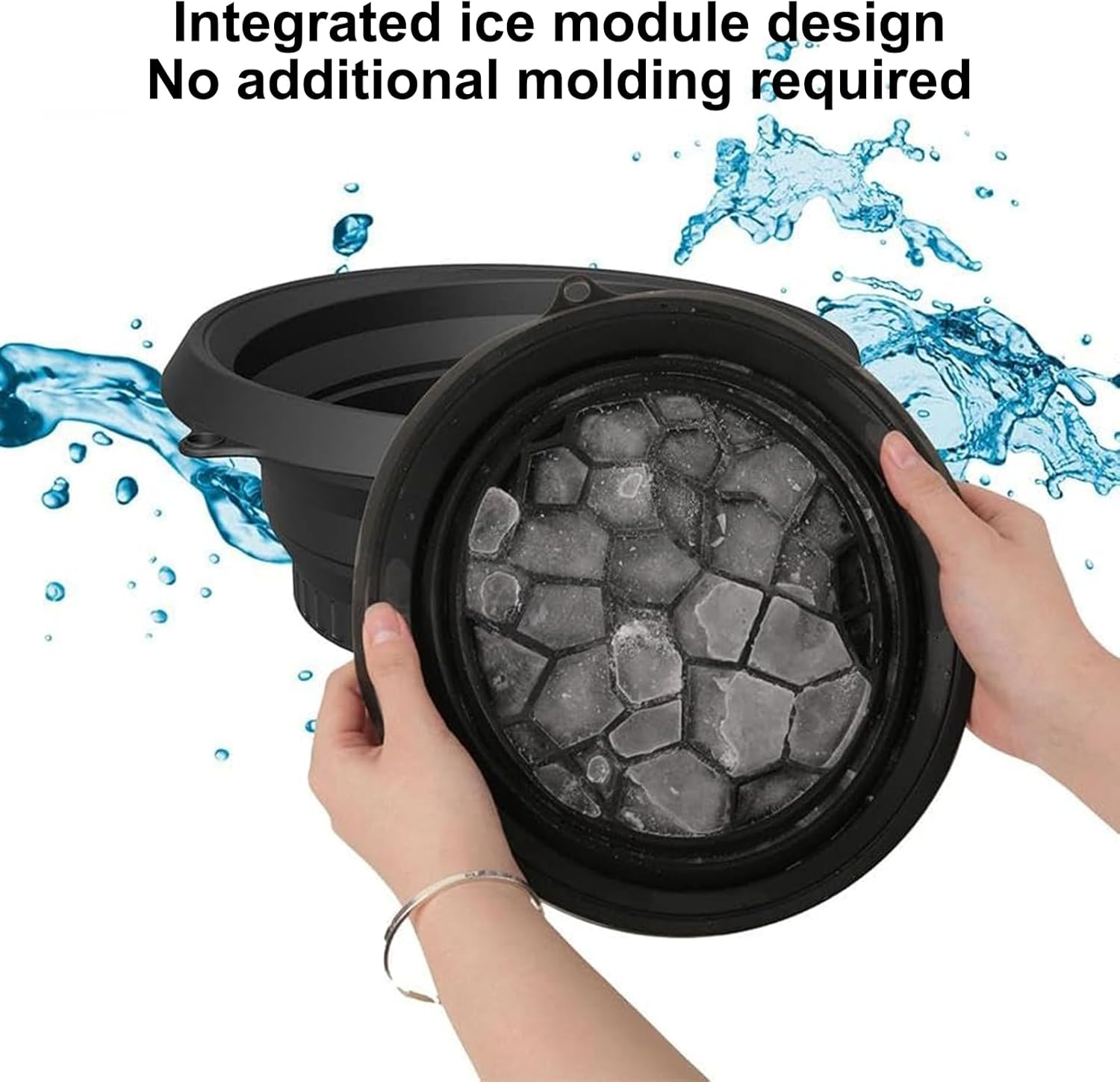 Foldable Face Bowl, Silicone Face Ice Bath Bowl with Built in ICES Tray, Cooling Washing Basin with Build in Cube Tray for Facial Roller Skin Care Spa Kitchen Home