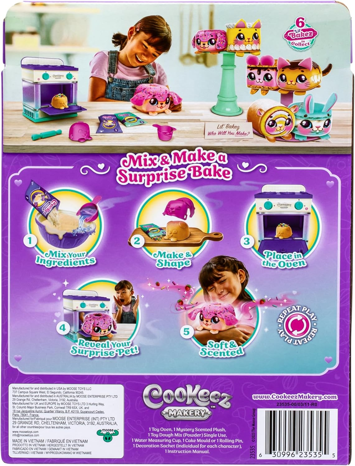 Cookeez Makery Lil' Bakez Oven, Mix the Dough and Make a Scented Surprise Pet in the Form of a Deliciously Scented Plush Toy, 6 Different Scented Plush Friends to Make, Bake and Collect