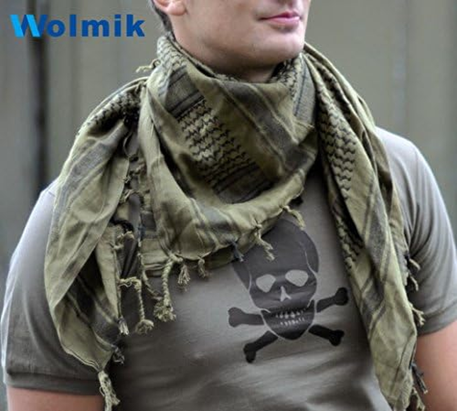 WOLMIK 100% Cotton Military Shemagh Tactical Desert Keffiyeh Head Neck Scarf Wrap image number 2