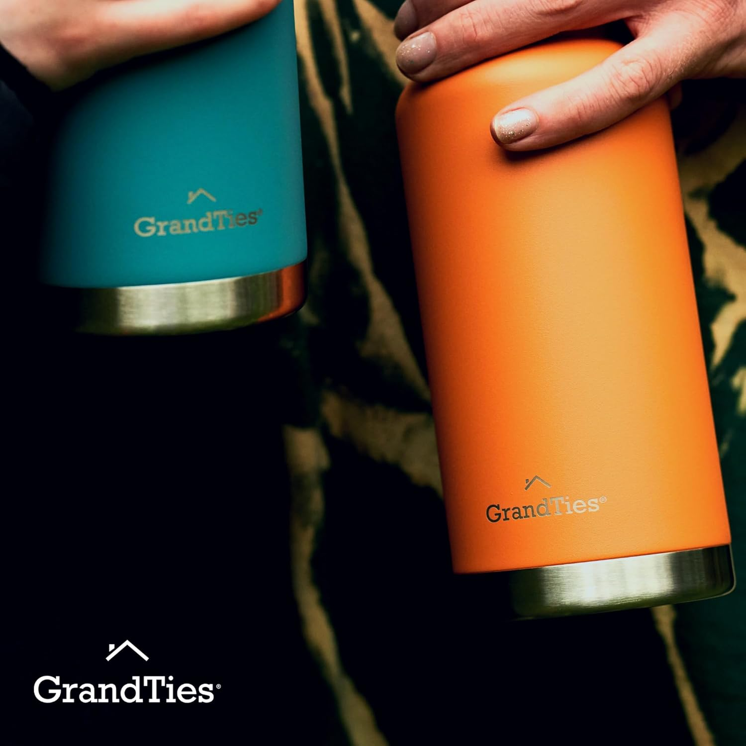 Grandties Insulated Sports Water Bottle with 2 Interchangeable Lids for Versatile Uses &ndash; 946Ml / 32Oz Stainless Steel Thermal Bottle, Wide Mouth, Leak Proof, Bpa-Free Travel Canteen (Carrot) image number 2