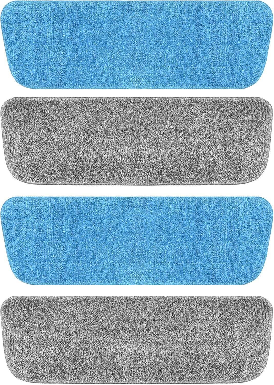 4 Pack Reusable Microfiber Mop Pads for 13''-15'' Spray Mop, Replacement Mop Refills for Wet and Dry Cleaning, Machine Washable Floor Cleaning Pads (Blue and Grey)