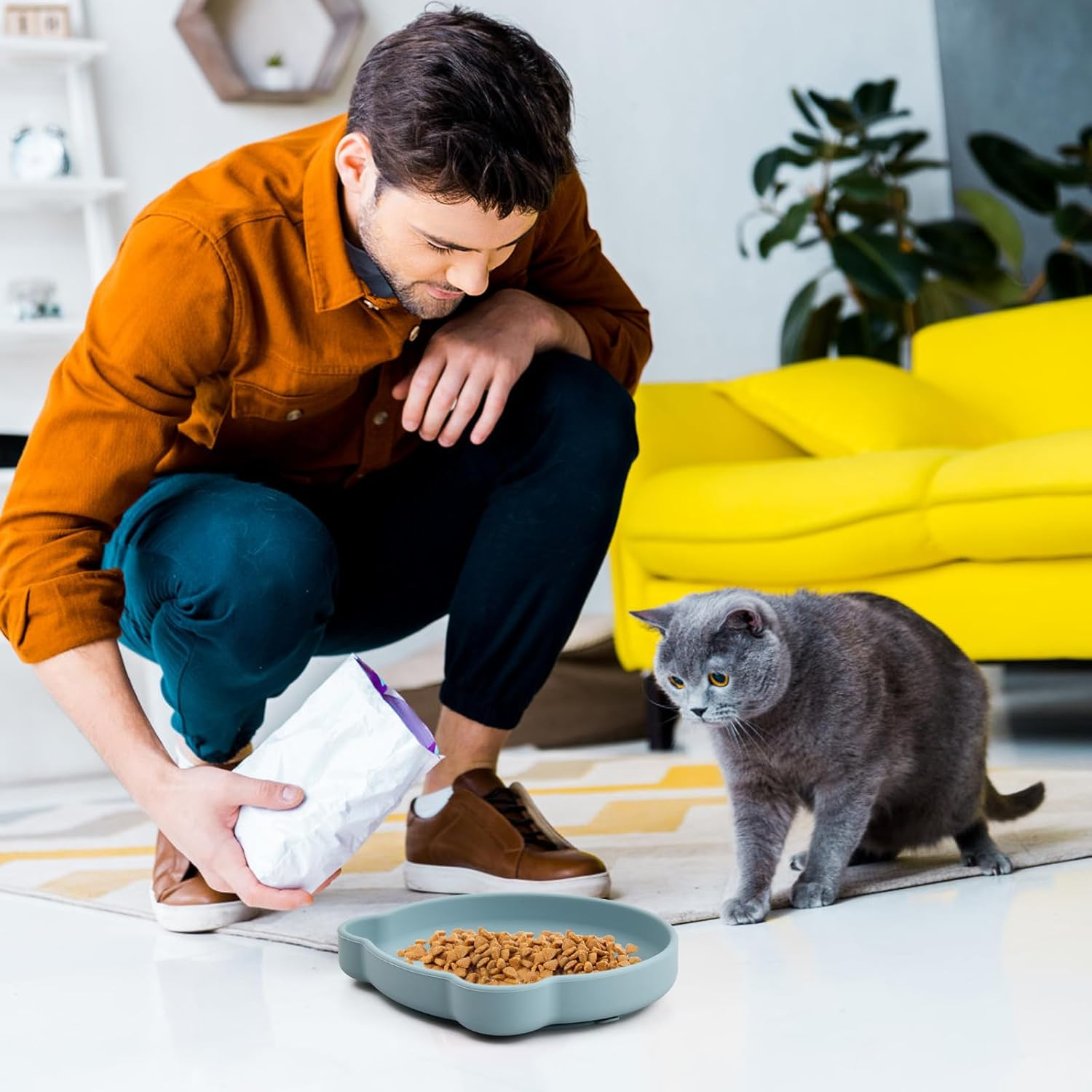 Amexo Cat Bowl Flat Silicone Cat Bowl Cat Bowls with Suction Cup Feeding Bowl for Cats Food Bowl Cat Non-Slip Cat Food Bowl Cat Bowl for Dry Food and Wet Food image number 6