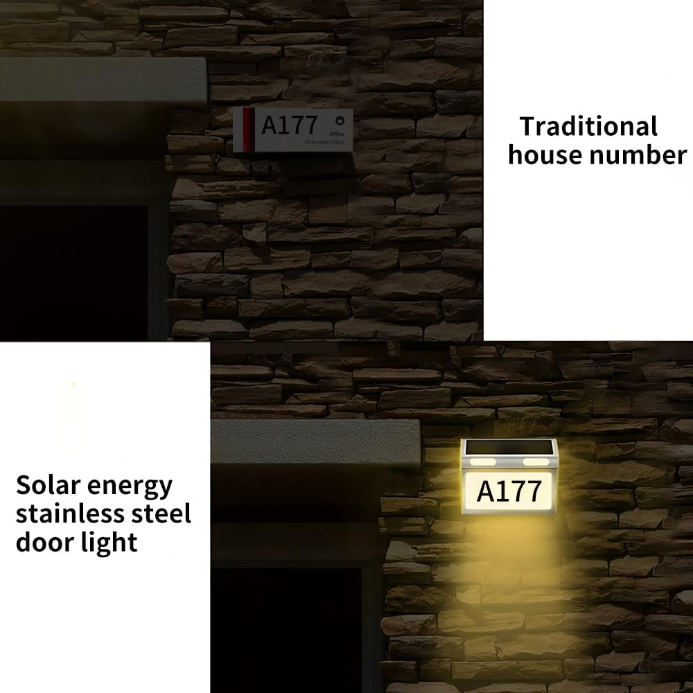 House Numbers for Outside, Solar House Number Solar Address Sign Stainless Steel Address Signs for Houses Waterproof 3-Color Lighting Address Plaque Illuminated Address Sign DIY for Home and Yard image number 5