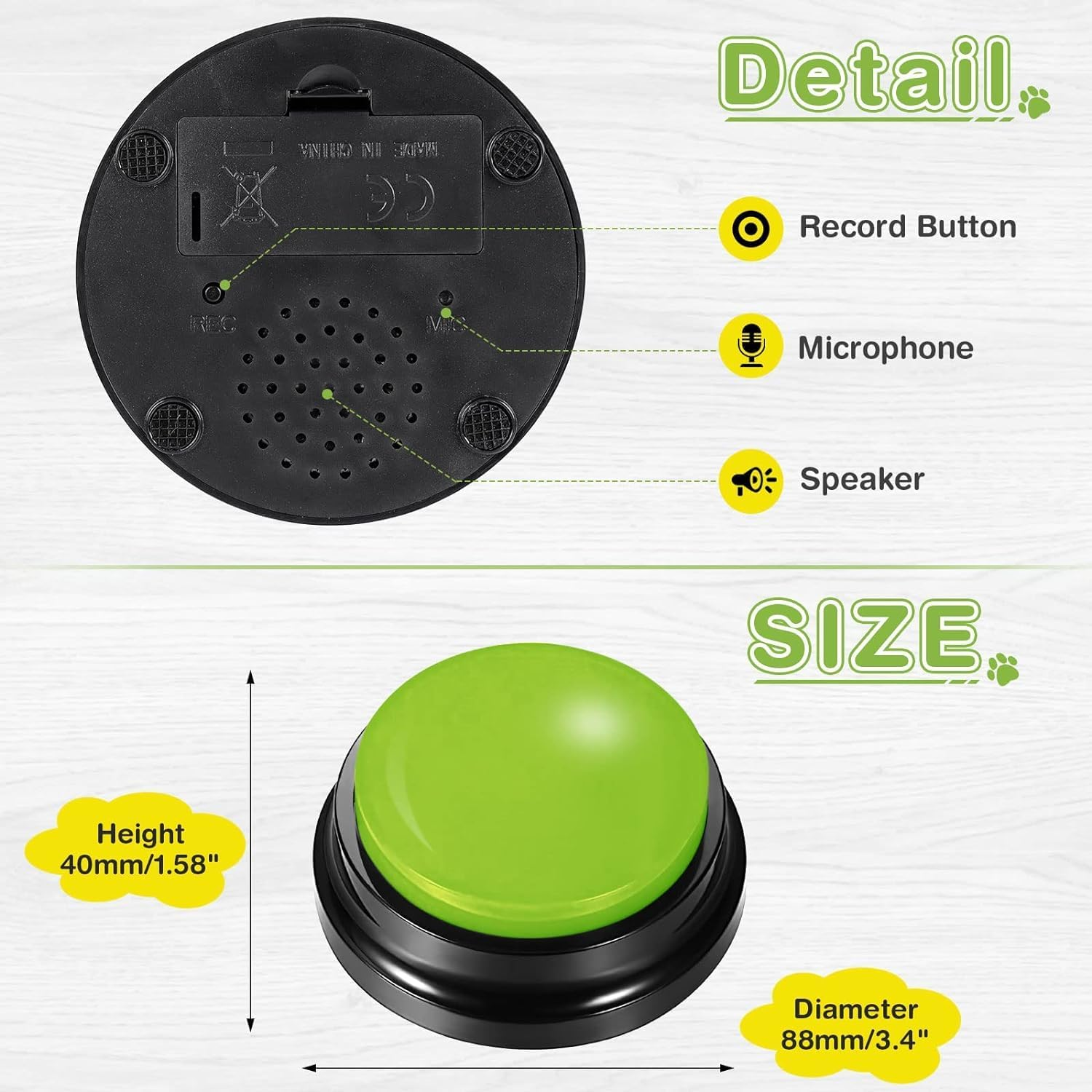 4Pcs Dog Button Pet Communication Button,Pet Training Buzzer, Voice Recording Button for Dog Cat,30 Second Record & Playback Buttons for Pet (4PCS with Anti-Slip Pads) image number 1