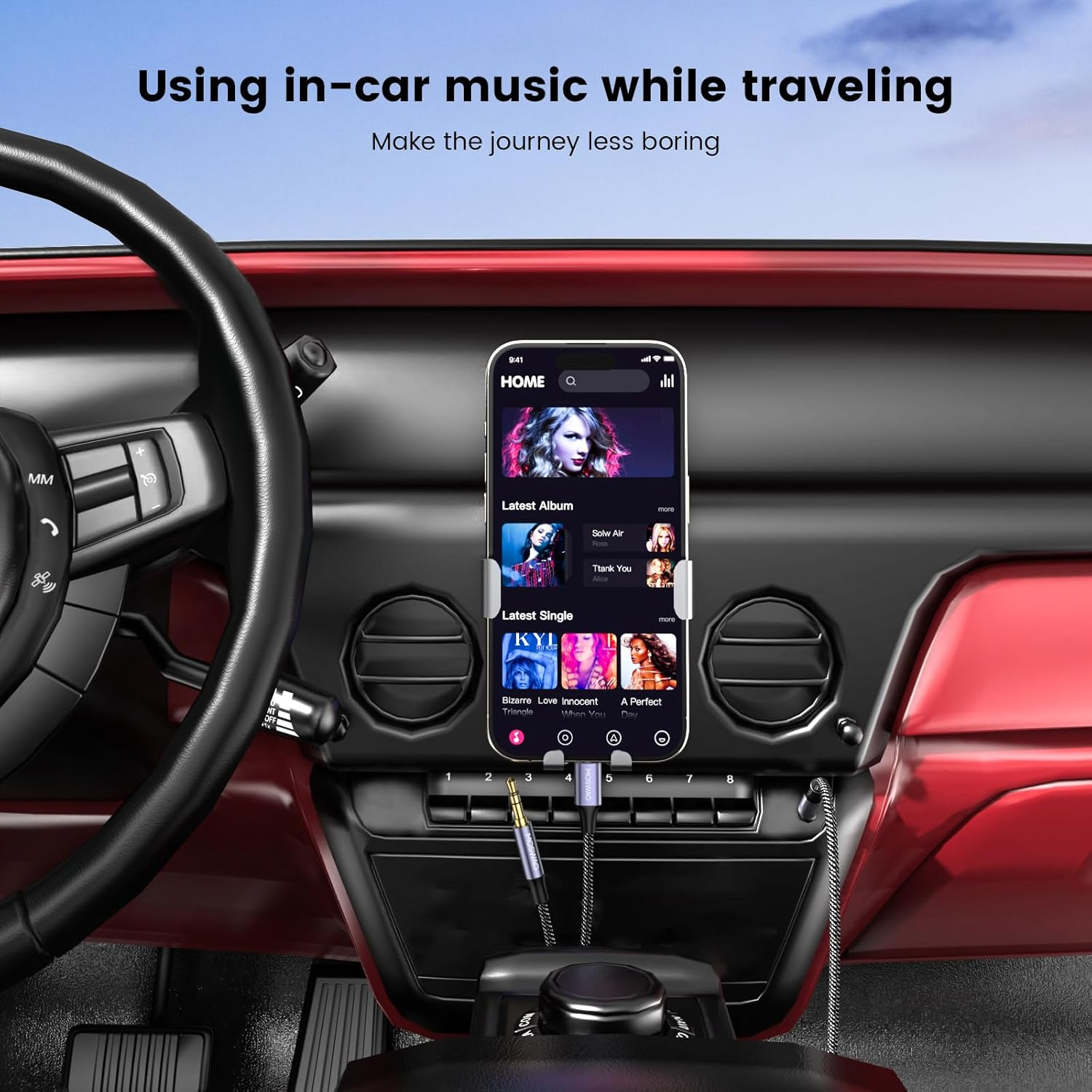 MOSWAG USB C to AUX Cable（2M）, 2 in 1 3.5Mm to 3.5Mm Audio Aux Jack Cable with USB C Audio Auxiliary Input Adapter Male to Male AUX Cord for Headphones,Car,Home Stereos,Speaker image number 5