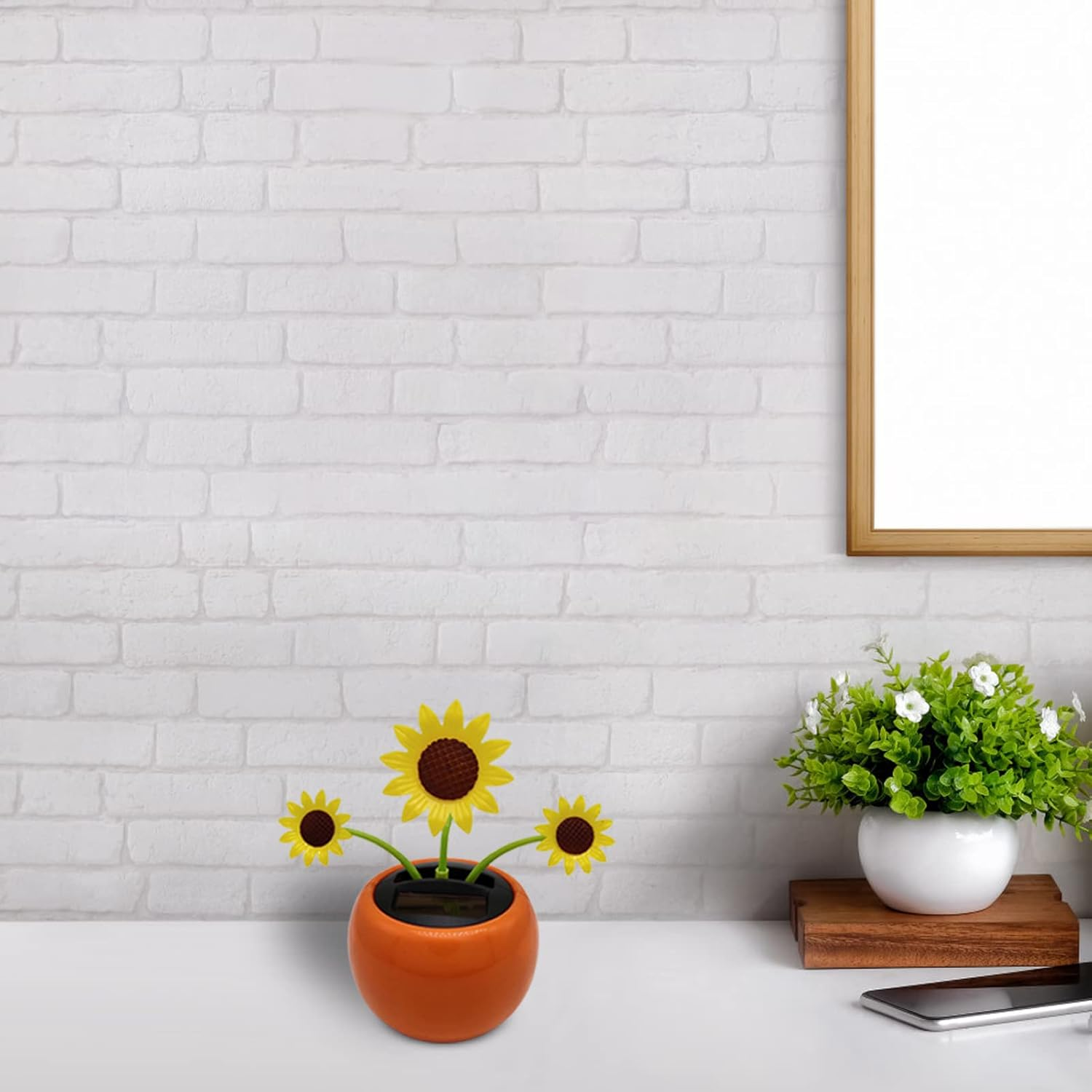 Solar Dancing Sunflower Toy - Sunflower Solar Car Ornament | Portable Shaking Head Car Toy, Reusable Solar Powered Dashboard Decor for Home, Bedroom and Car Buniq image number 4