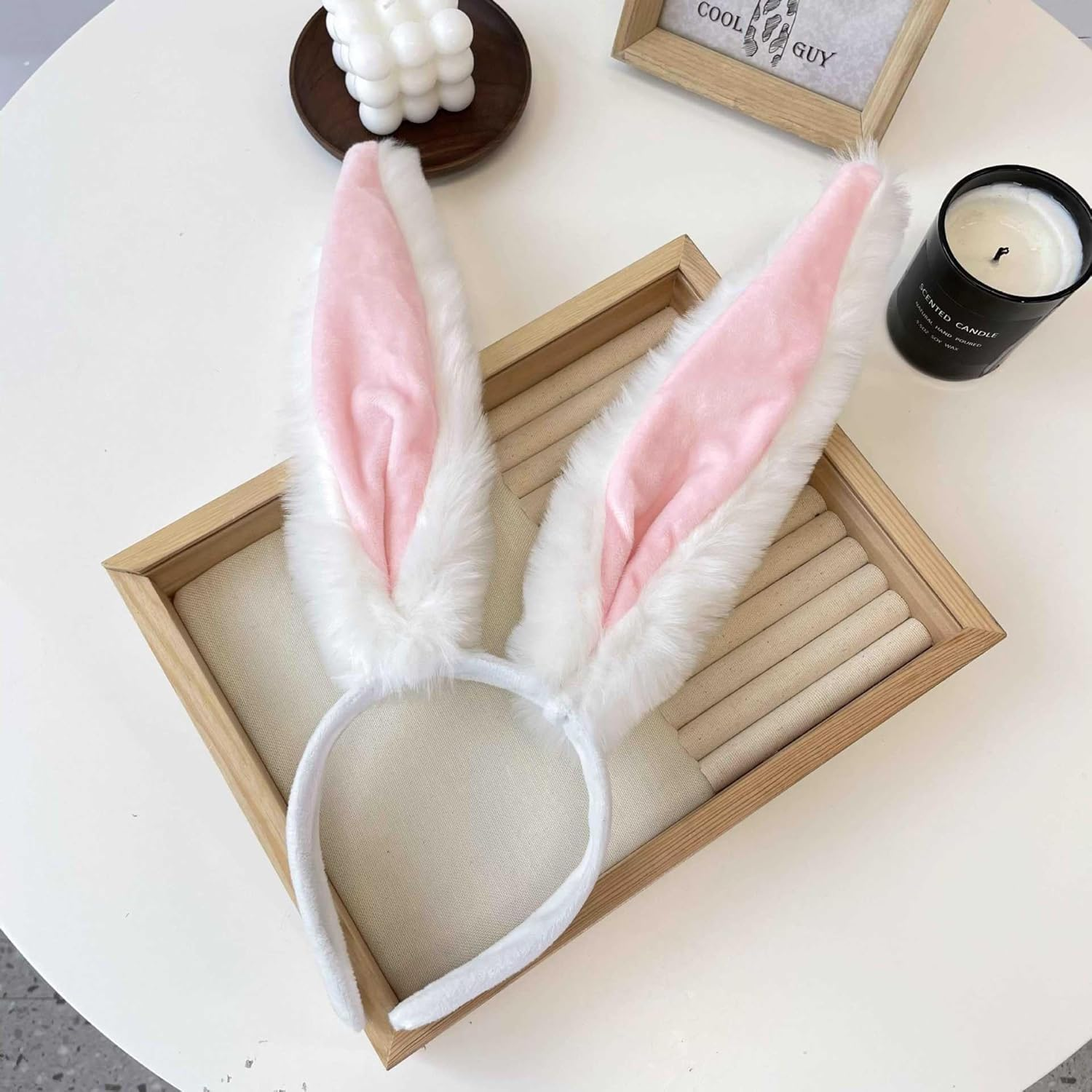 Plush Bunny Ears Headband for Rabbit Cosplay, 8.3 Inches Long image number 5