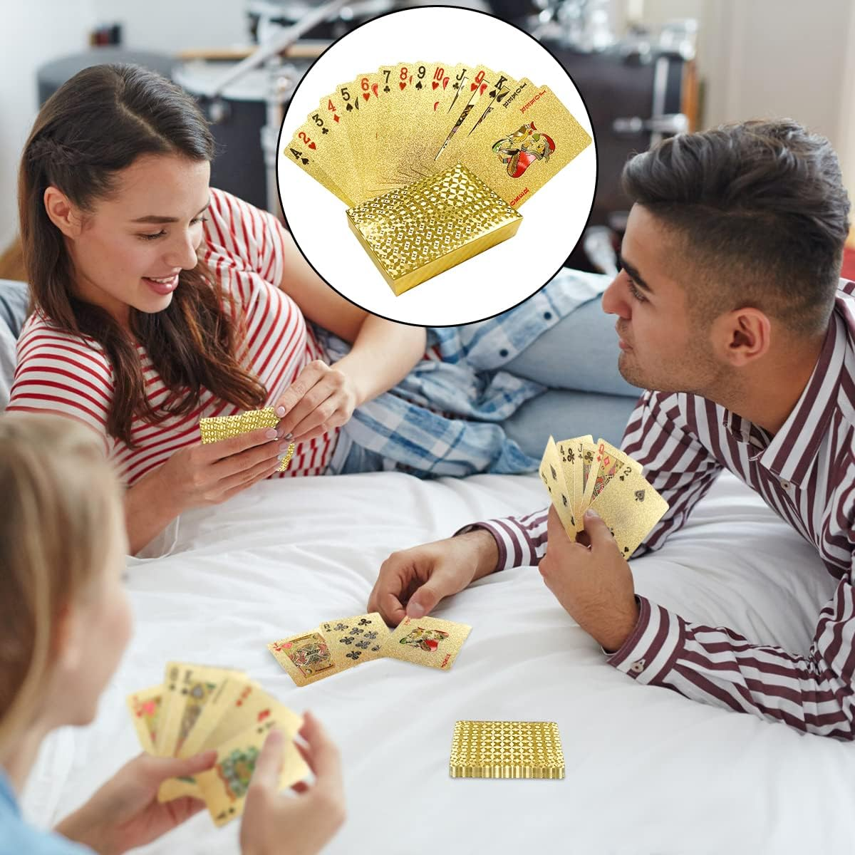 BEZANU Playing Cards, Standard Waterproof Poker Cards for Party, Magic, Table Cards Game (Gold) image number 1