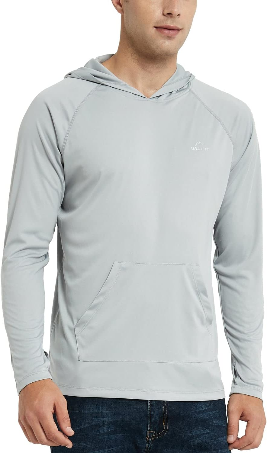 WILLIT Men'S UPF 50+ Sun Protection Hoodie Shirt Long Sleeve Rash Guard Fishing SPF Outdoor UV Shirt Lightweight Pocket