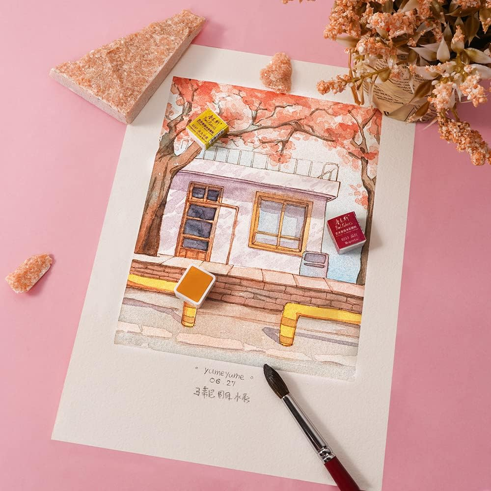 Paul Rubens Art Supplies Watercolor Paper 100% Cotton Rag with Glitter Sparkling Effect, Acid-Free Paper 140Lb/300Gsm for Wet & Dry Mixed Media, 20 Sheets (10.63&ldquo; X 7.67&rdquo;, Hot Press) image number 6