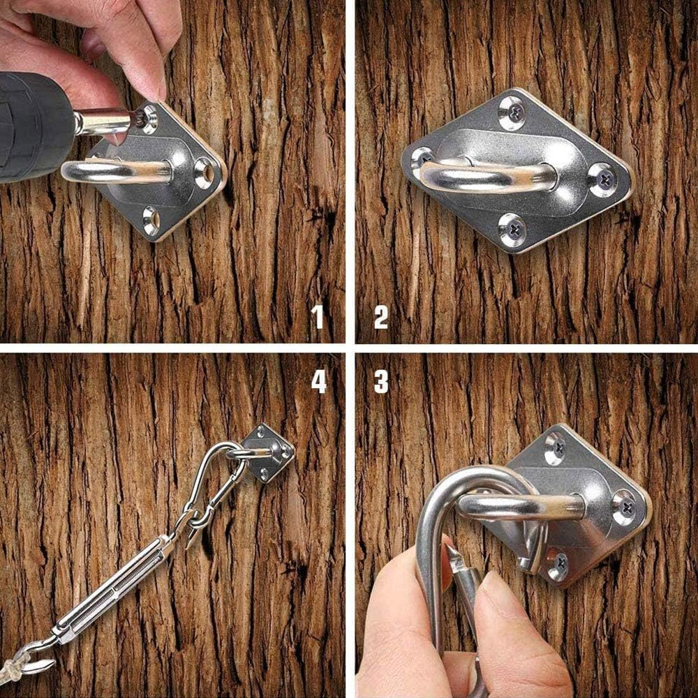 Tooloflife Sun Shade Sail Fixing Kit 8Mm for Square and Triangle，Rectangle，304 Stainless Steel Fixing Hardware Accessories Kits with Screws, Plastic Expansion Deck Garden Lawn Patio(44Ps) image number 1
