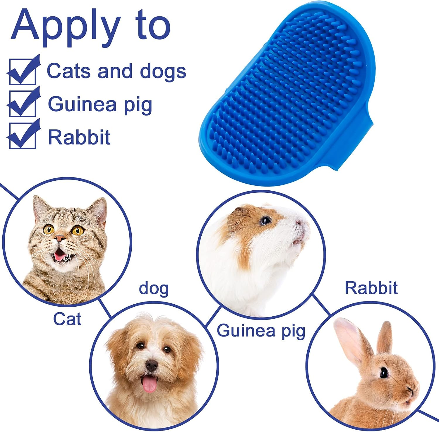 Heyu-Lotus Dog Bath Brush, 2 Pcs Pet Bath Brush with Adjustable Ring Handle, Soothing Massage Rubber Comb for Long Short Haired Dogs and Cats(Blue and Rose)