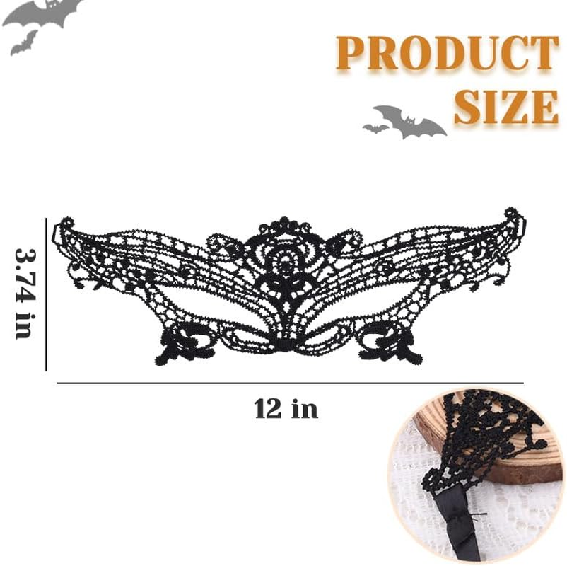 Black Lace Face Masks for Women Masquerade Party Decoration Gothic Masquerade Mask for Couple Girlfriend Wife Halloween Cosplay Costumes Accessories image number 1