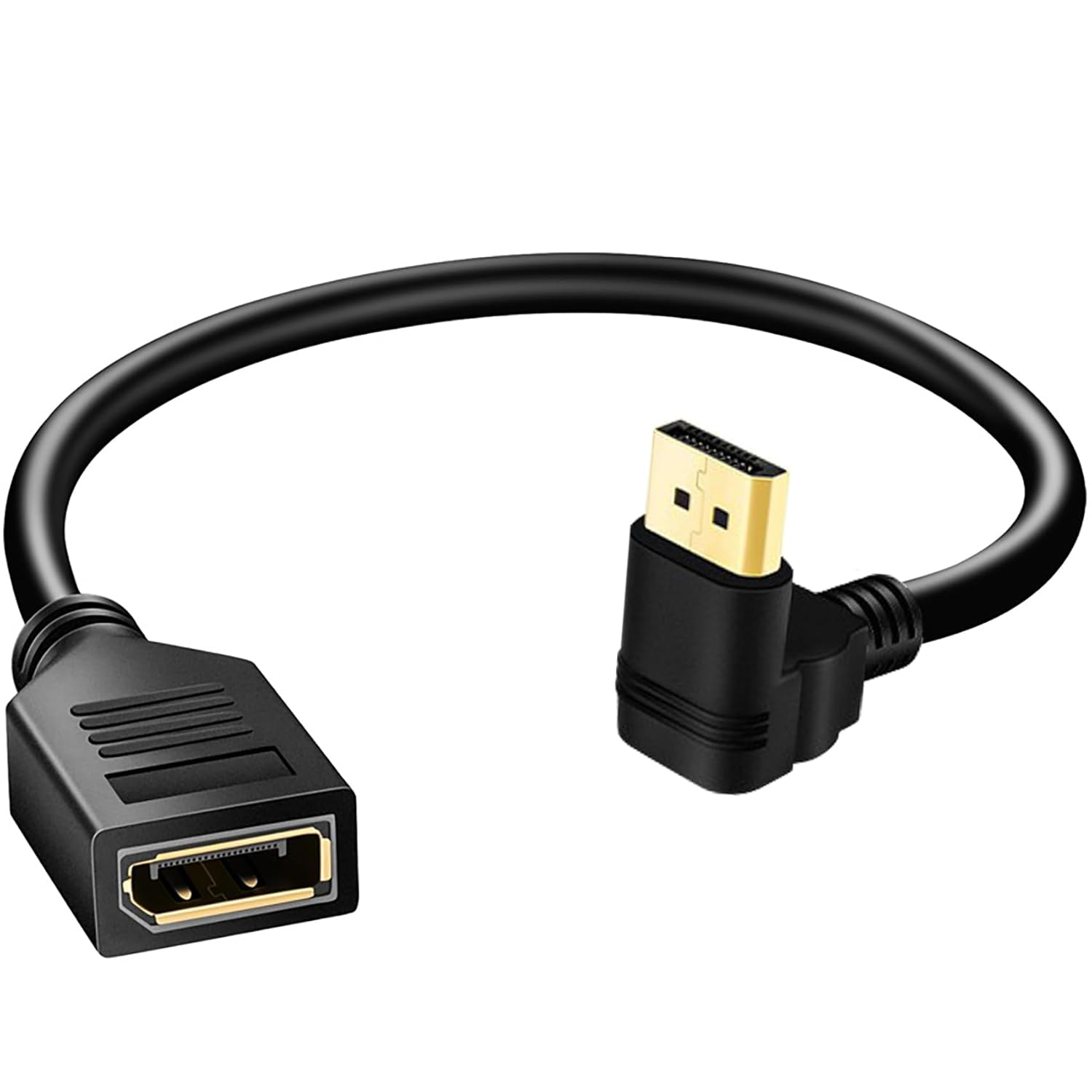 Tunghey Right Angle Displayport Extension Cable 0.3M, 4K DP Extender Cable(4K@60Hz,2K@144Hz, 2K@165Hz), DP Male to DP Female 1.2 Cable,Compatible with Computer Desktop Laptop (Down Angle)