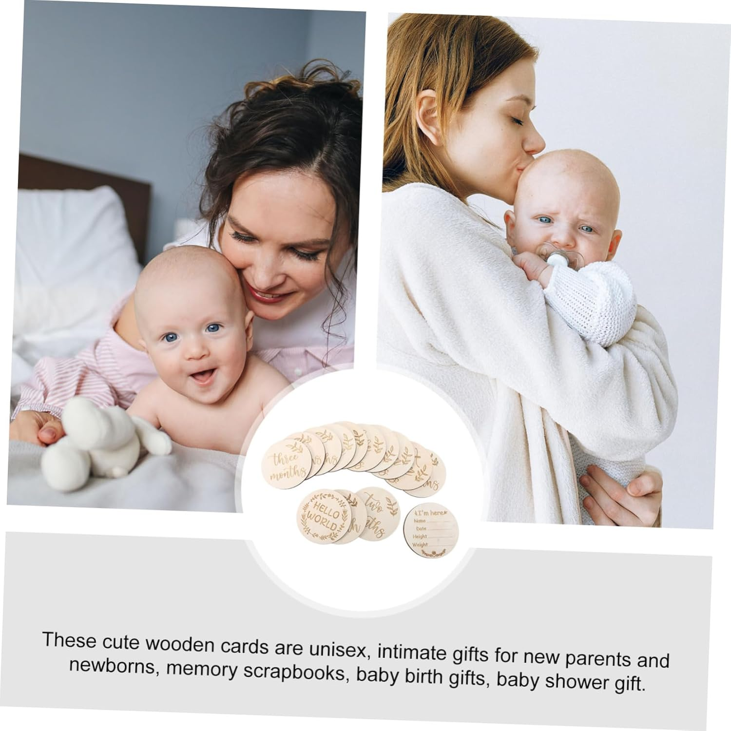 Birthday Milestone Cards Wooden Growth Cards Photo Props for Newborns Creative Birth Photo Month Milestone image number 2