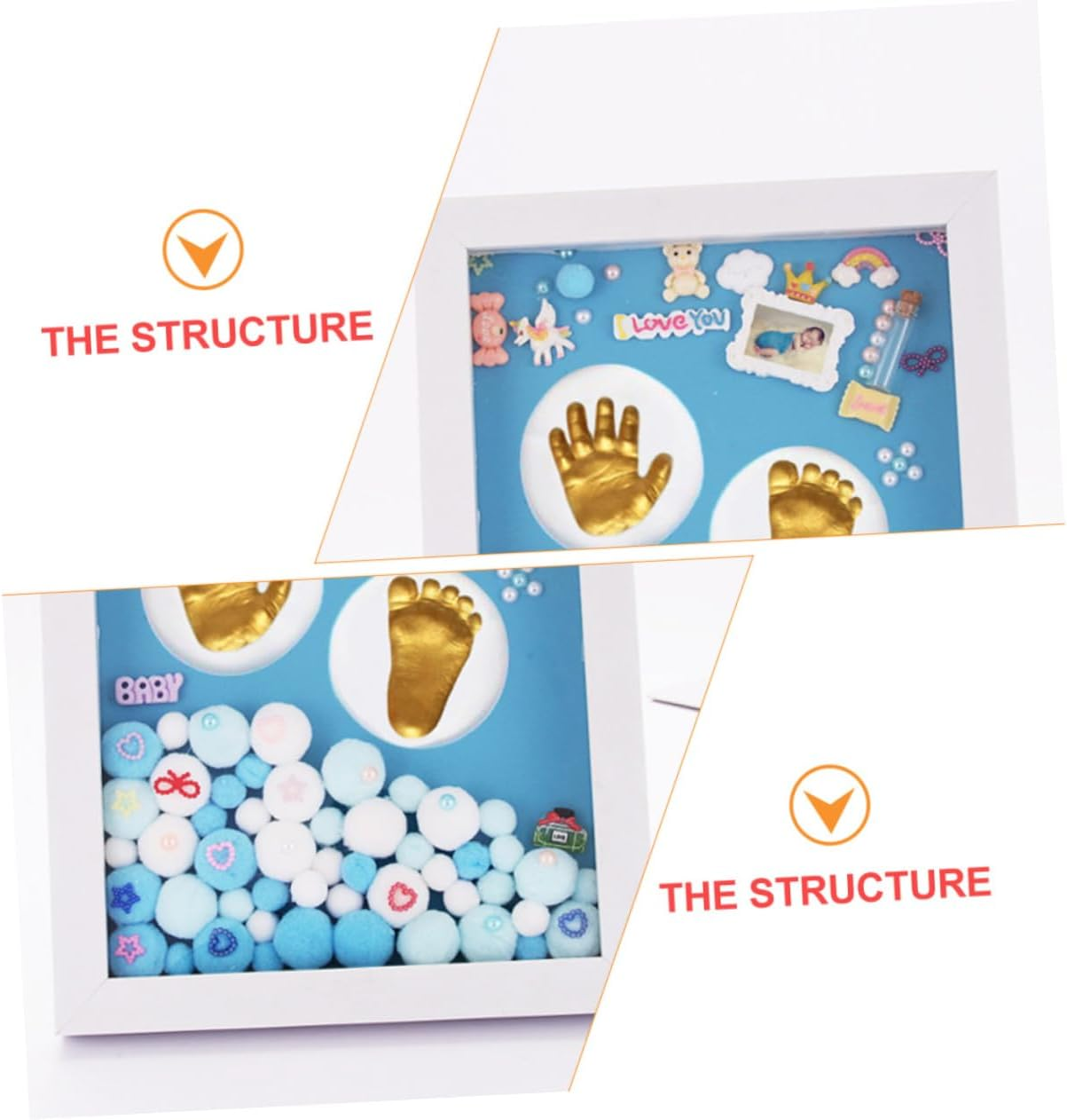 MERRYHAPY 1 Set Newborn Handprint and Footprint Memory Photo Frame Kit Special Milestone Boys Durable Keepsake for Shower and Early Memories for Capturing Precious Moments image number 3