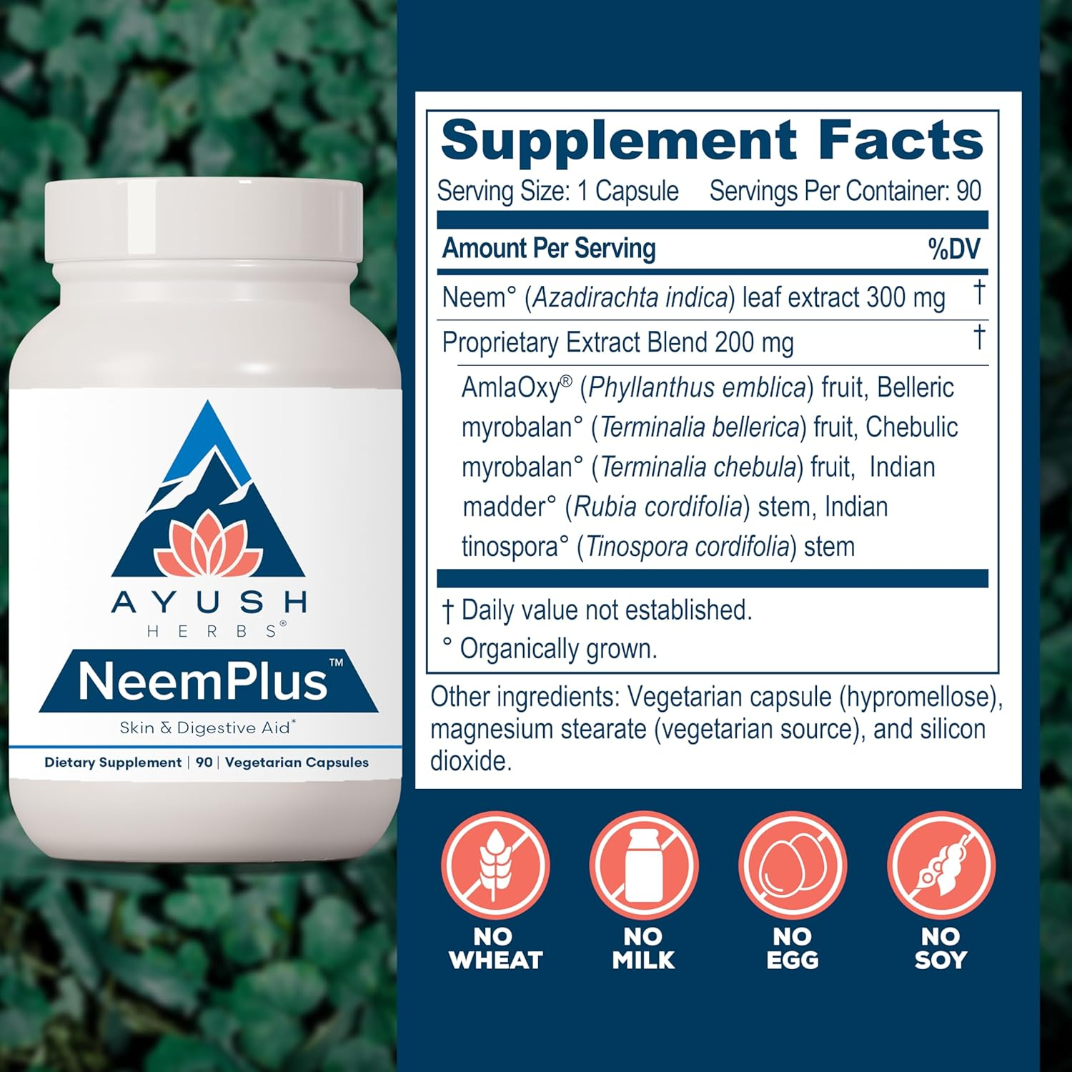 Ayush Herbs Neem plus Herbal Supplement, 90 Count image number 5