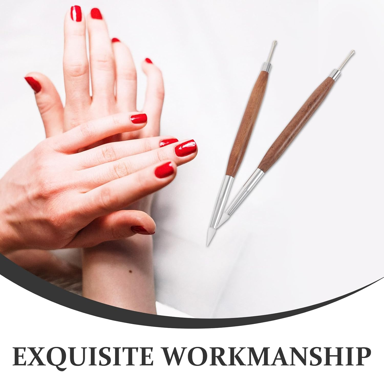 COOLHIYA 2Pcs Nail Art Sculpture Pen Dotting Tools - Dual-Ended Ball End Dotting Pen - Silicone Nail Polish Brushes for Carving Drawing Embossing image number 5