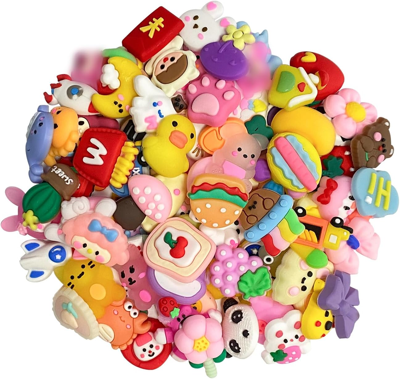 100PCS Decoden Charms, Flatback Resin Charms, Bulk DIY Craft Making Kit, Used for DIY Handicraft Production, Decorating Phone Cases, Issuing Cards, Etc(Random Non Repeating Pattern) image number 3