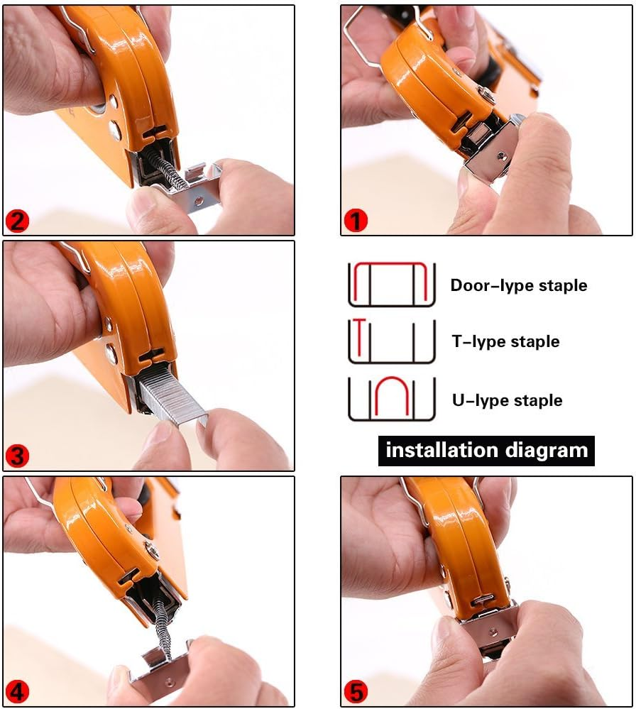 Swpeet 3-In-1 Staple Gun Kit with Staple Remover and 600 Staples Selection Pack，Hand Operated Carbon Steel Gun Tacker Tool for Upholstery, Fixing Material, Decoration, Carpentry, Furniture image number 2