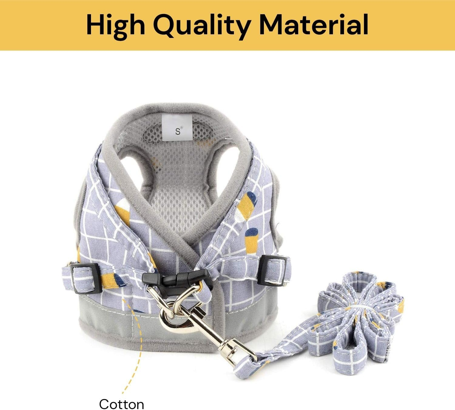 EZONEDEAL No Pull Small Dog Harness and Lead Set Adjustable Reflective Soft Padded Dog Vest Harness Jacket Easy Control Leash Breathable Pet Dogs Cats (Grey, Small) image number 2