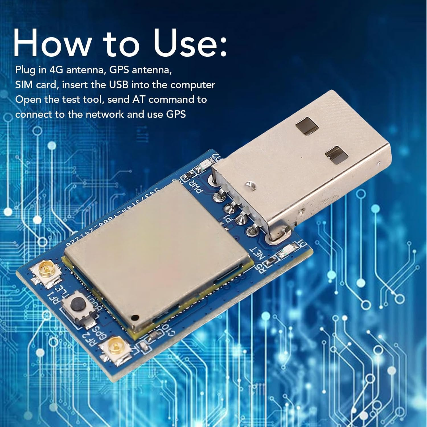 4G Full Network Module USB 2.0 Network Module Internet Access with GPS for SIM Card Slot for 4G Antenna, GPS Antenna, at Commands, PCB Constructed image number 5