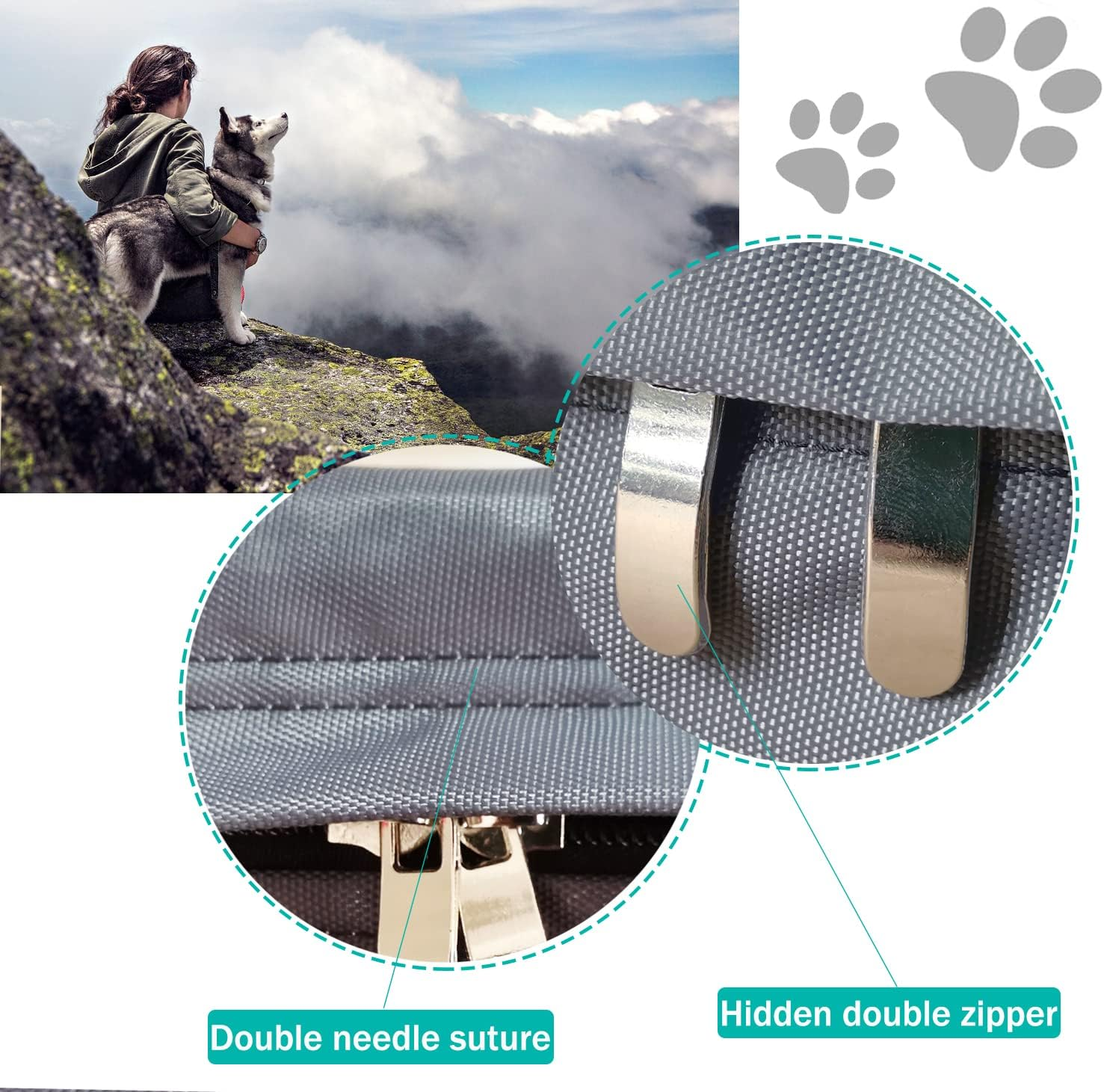 Dalema Dog Bed Cover,Waterproof Tough Plastic DIY Pet Bed Cover,Non Stick Hair Easy to Clean Rectangular Fillable Dog Bed Covers with Zipper(Dark Grey,44" L X 32" W X 4" Th,Cover Only) image number 3