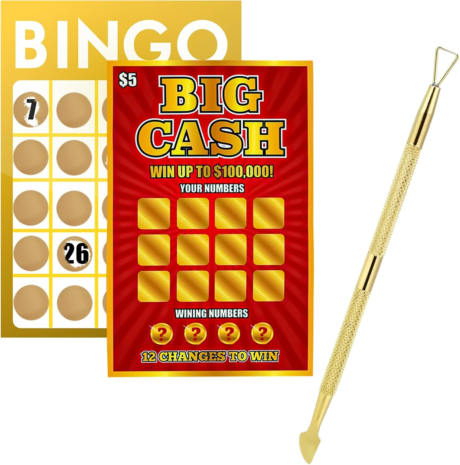 3Pcs Lottery Ticket Scratcher Tool, Metal Scratch off Tool Lotto Scratcher Card Tool Steel Label Scraper Back Scratcher for Flawless Reveals Tickets Lucky Stickers Labels, with Storage Box (Gold) image number 6