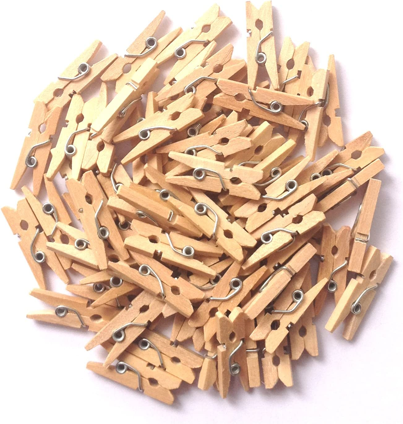 LWR CRAFTS Wooden Mini Clothespins 15 Colors 100 per Pack 1" 2.5Cm (Natural) - Black image number 3