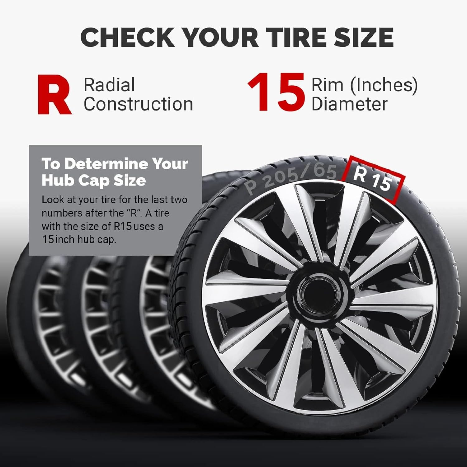 Hubcaps, Set of 4, 15In Hubcap Wheel Cover Wheel Rim Cover Replacement for Seat for Clio for 208 for 500 for V40, Snap On, Scratch Proof, Easy to Install, Automotive Hub Cap image number 4