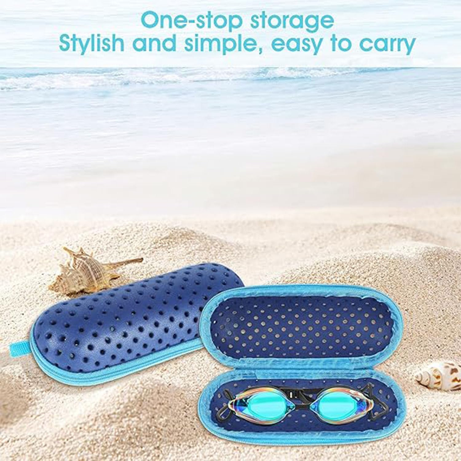 Songholee Swim Goggle Case, Goggle Case with Drain Hole for Swimming Goggles Sunglasses Zipper Eyeglasses Case Protective Cases for Goggles Men Women Swimming Accessories - Rose Red image number 2