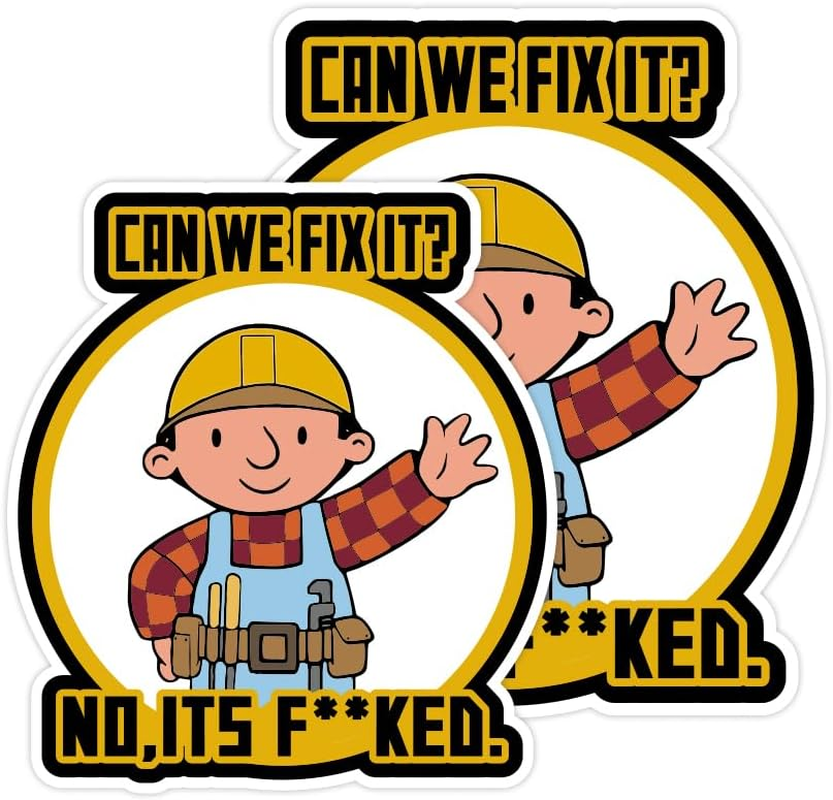 4Pcs Can We Fix It Sticker No, It'S F KED Decals- Funny Hard Hat Stickers: Humorous Decals for Builders, Worksite Gear & Helmets - Durable & Hilarious Sticker (4Pcs)
