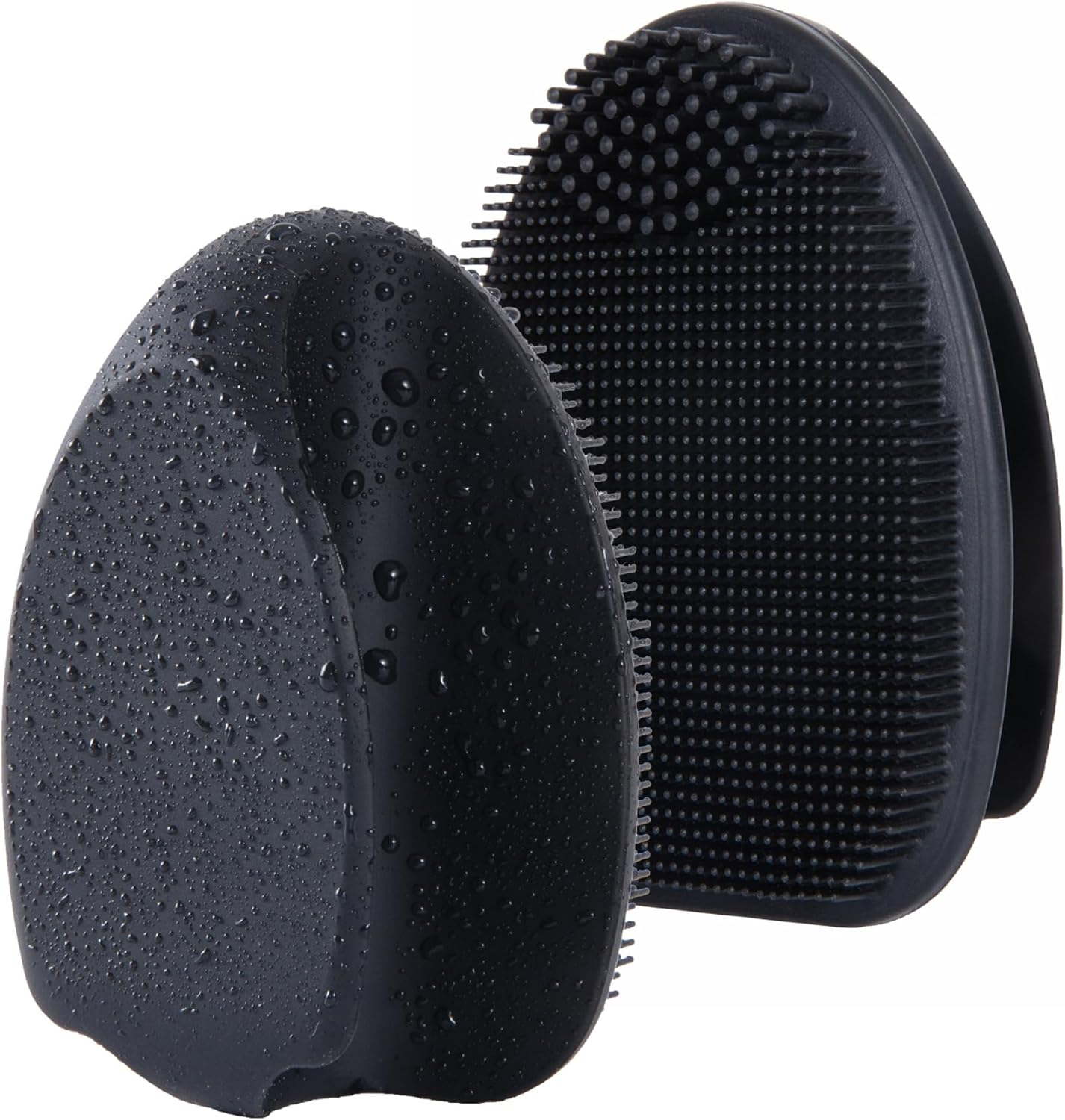 Hieerbus Silicone Facial Cleanser, Manual Exfoliating Brush, Handheld Facial Cleansing Brush for Women Men Remove Pores Cleansing Massage (Grey + White)