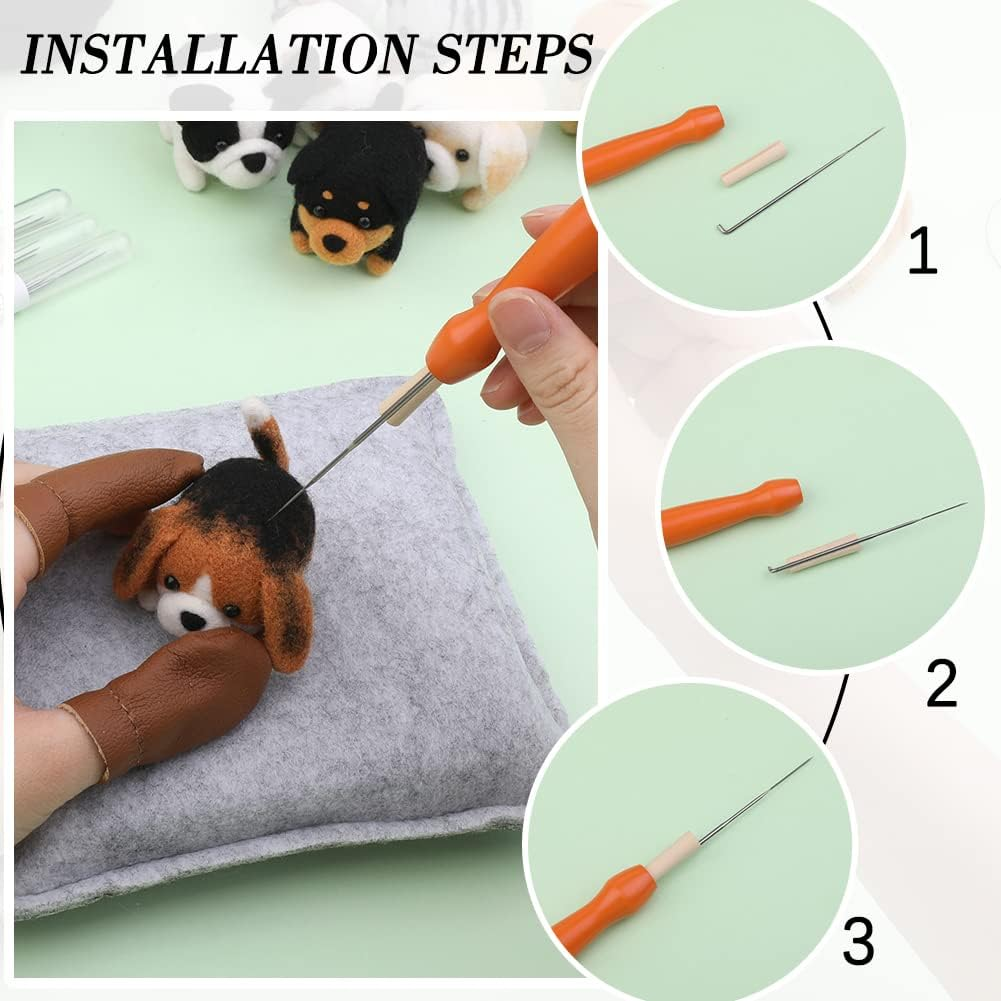 Needle Felting Kit，12 Pieces Doll Making Wool Needle Felting Starter Kit with Instruction,Felting Foam Mat and DIY Needle Felting Supply for DIY Craft Animal Home Decoration Birthday Gift image number 2