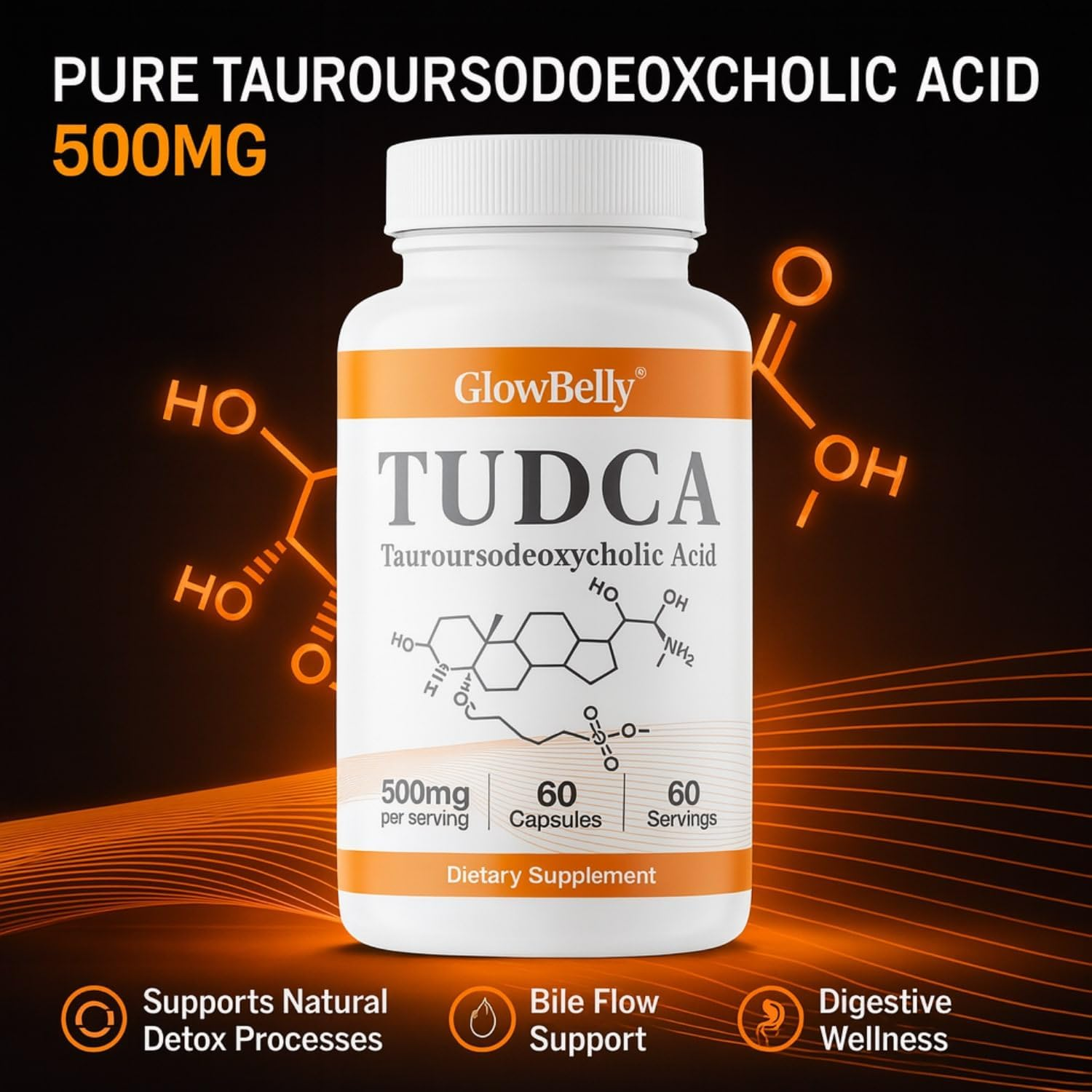 TUDCA Capsules 500Mg | Tauroursodeoxycholic Acid | Pure Single-Ingredient 1 a Day Formula | 60 Capsules by Glowbelly image number 6
