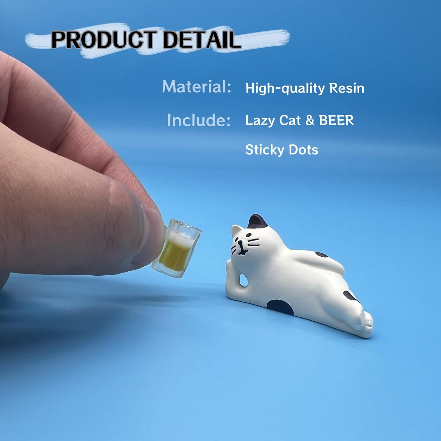 NMOHYDEU Cute Cat and Beer Car Dashboard Decor, Funny Rear View Mirror Ornament Car Dash Decorations Interior Accessories for Home Office Fairy Garden Landscape Decor image number 4