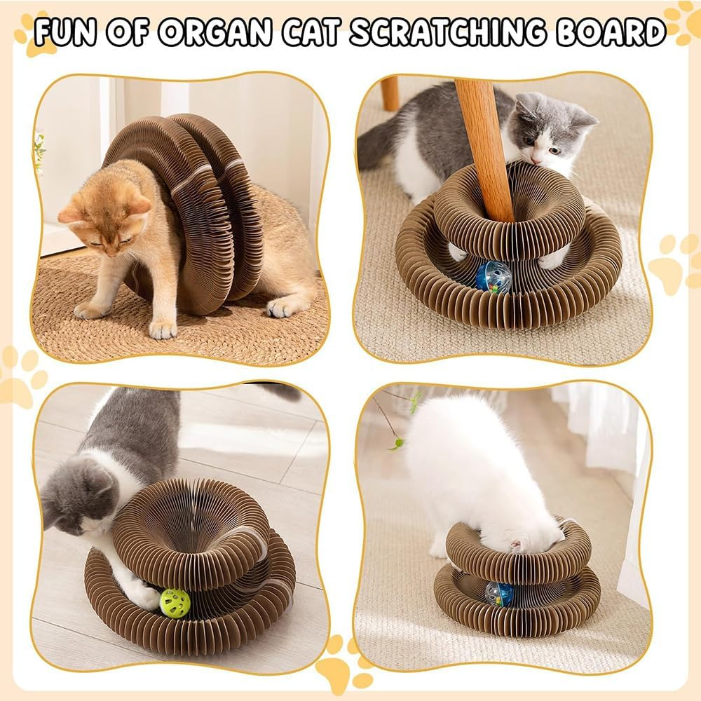 Kitty Kurlz Cat Toy, Magic Organ Cat Scratch Board, Foldable Cat Accordion Toy, Magic Cat Scratching Board, Interactive Scratch Pad with a Ball, Cat Scratchers for Physical Exercise Cats Indoor image number 6